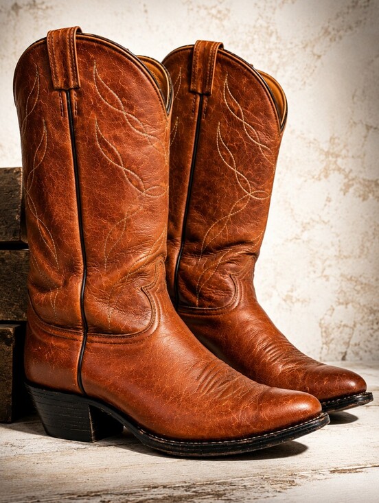 Tony Lama Other - Vintage Tony Lama Cowboy Boots Men's 9E Wide USA Made Cognac Leather Western